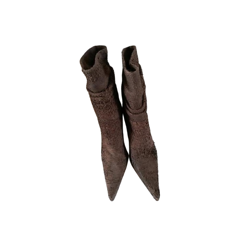 Bottines Vintages Croute de Cuir Marron