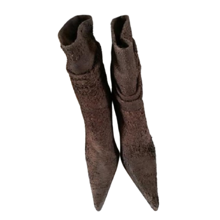 Bottines Vintages Croute de Cuir Marron