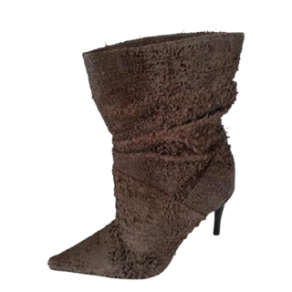 Bottines Vintages Croute de Cuir Marron