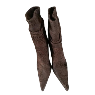 Bottines Vintages Croute de Cuir Marron