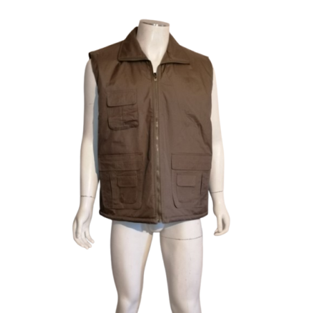 Omkeerbare jas Khaki Vintage Gemengde Mouwloos