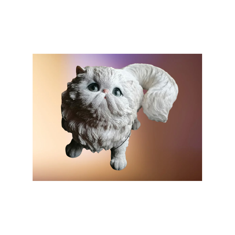 Dekorative Vintage weiße Katze - Sammler 80/90s - 42 cm - Harz oder Keramik