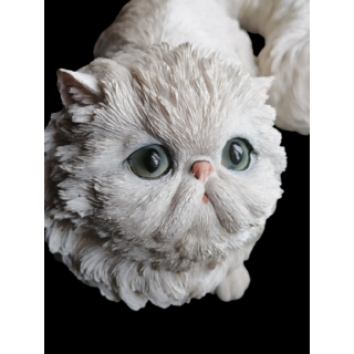 Gato branco vintage decorativo - coletor 80 / 90s - 42 cm - resina ou cerâmica