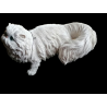 Chat blanc vintage décoratif – Collector 80/90s – 42 cm – Résine ou céramique