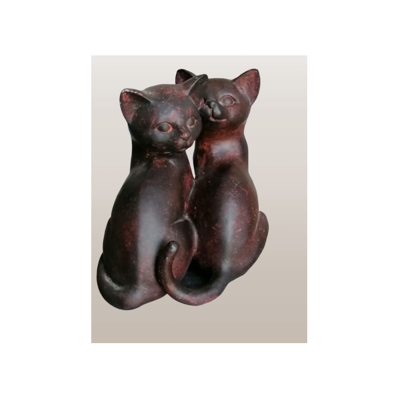 Duo de Chats Enlacés – Statuette Patinée Élégante pour Intérieur