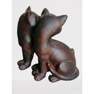 Dúo de gatos inacitos - elegante estatuilla patinada para interior