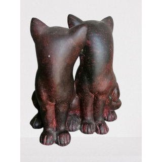 Duo de gatos inlaced - estatueta paternizada elegante para o interior
