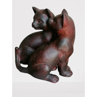 Duo de Chats Enlacés – Statuette Patinée Elegant for Interior