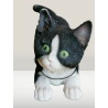 Charmante Figurine Chien Noir et Blanc – Idéale pour les Collectionneurs, Légèrement Abîmée