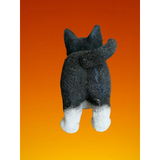 Estatuilla de perro en blanco y negro encantador - Ideal para coleccionistas, ligeramente dañado