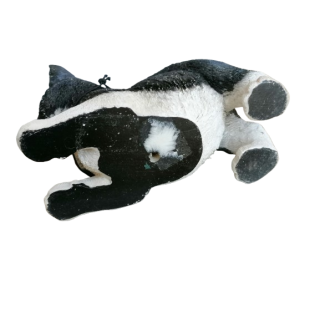 Encantadora estatueta de cão preto e branco - ideal para colecionadores, ligeiramente danificados