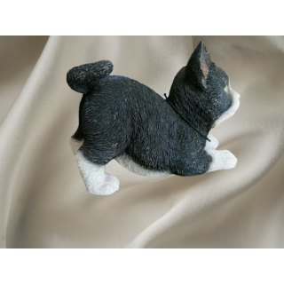 Estatuilla de perro en blanco y negro encantador - Ideal para coleccionistas, ligeramente dañado