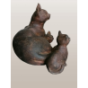 Sculpture Vintage Chatte with 2 Kittens – Elegant and Touching
