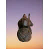 Chat sculptuur met zijn pelop van hars string of hout ...