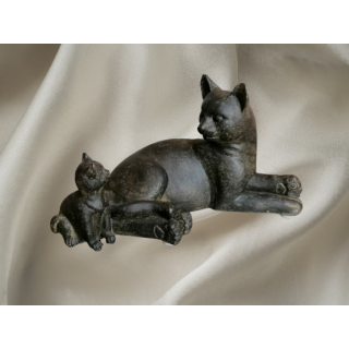 Statuette de gato e resina de gatinho ou madeira - estilo decorativo dos anos 80-2000