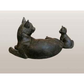 Statuette de gato e resina de gatinho ou madeira - estilo decorativo dos anos 80-2000