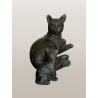 Statuette de gato e resina de gatinho ou madeira - estilo decorativo dos anos 80-2000