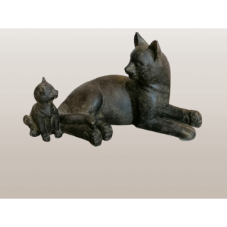 Statuette de gato e resina de gatinho ou madeira - estilo decorativo dos anos 80-2000
