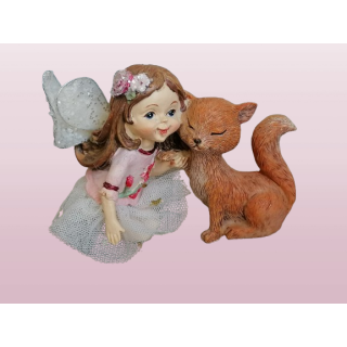 FIGURINE Fairy and Cat - decorativa porcellana / resina (90-2000)
