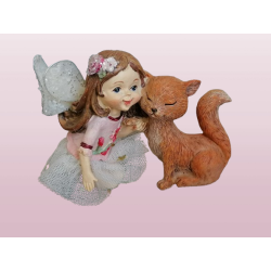FIGURINE Fairy and Cat - decorativa porcellana / resina (90-2000)
