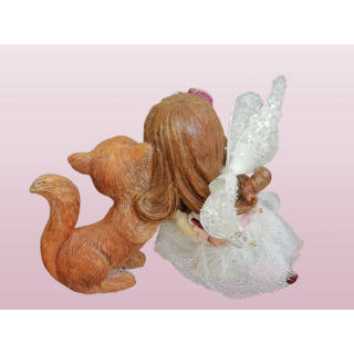 FIGURINE Fairy and Cat - decorativa porcellana / resina (90-2000)