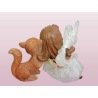 FIGURINE Fairy and Cat - decorativa porcellana / resina (90-2000)