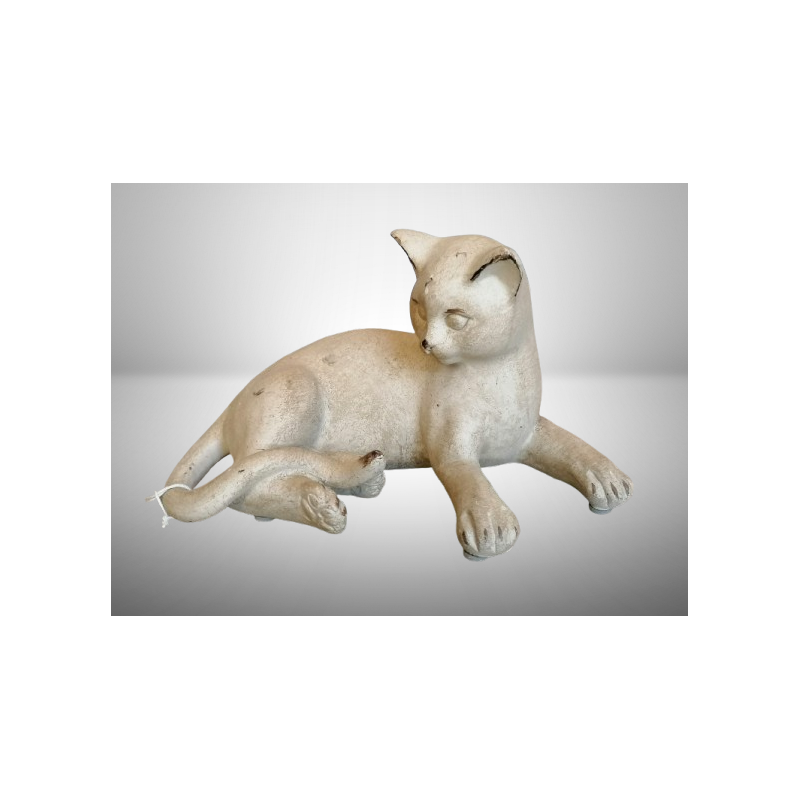 Ceramic-Resin Decorative Cat Statuette