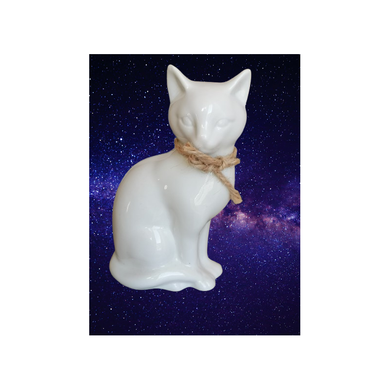 Estatuilla de porcelana de gato sentada - 17 x 11 cm, vintage