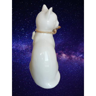 Statuette en Porcelaine de Chat Assis – 17 x 11 cm, Vintage