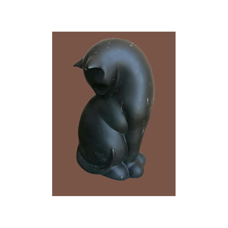 Escultura de cerâmica ou resina - gato pensativo, cerca de 16x10 cm