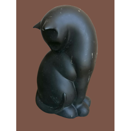 Escultura cerámica o resina - gato pensativo, aproximadamente 16x10 cm