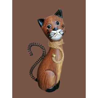 Gato decorativo de madeira esculpida mão