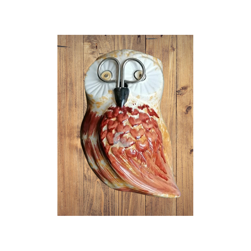 Ceramic twine wall distributor - Owl with scissors