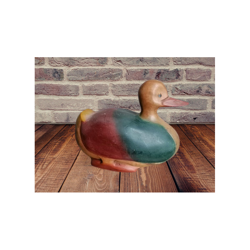 Canard décoratif en bois massif peint à la main –  (années 60/80)