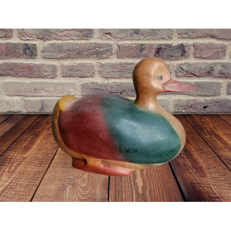 Decorative duck in hand painted solid wood – (60/80s)