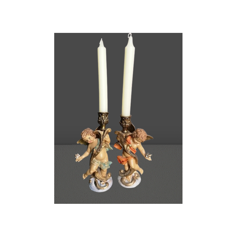 Par de candelabros Angels Vintage Cherubs Italia - Numerada 5042 y 5043