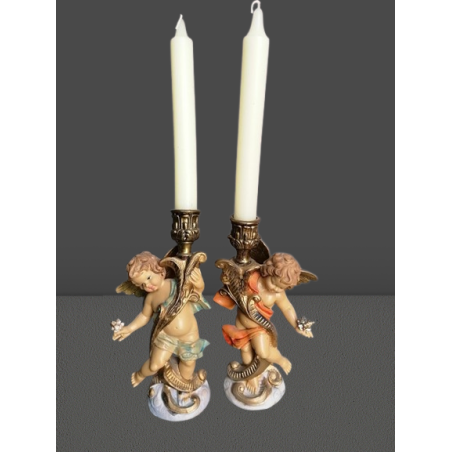 Par de candelabros Angels Vintage Cherubs Italia - Numerada 5042 y 5043