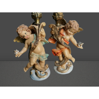Par de candelabros Angels Vintage Cherubs Italia - Numerada 5042 y 5043