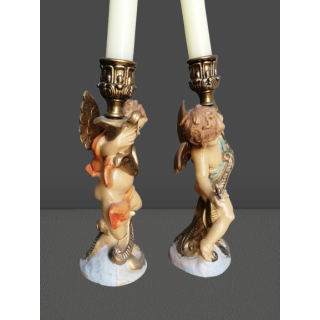 Par de candelabros Angels Vintage Cherubs Italia - Numerada 5042 y 5043