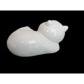 Weißer Keramik-Chat-Figur - Vintage 2000s (5,5 x 11 cm)