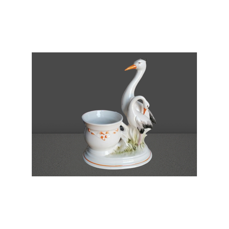 Rare piece of decorative porcelain – Stylized herons – early 20th century – 33 cm