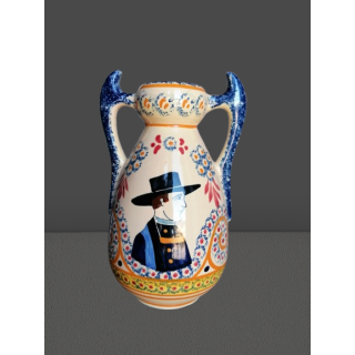 Jarrón raro en Anses Henriot Quimper - Bretron Art Breton Caranean