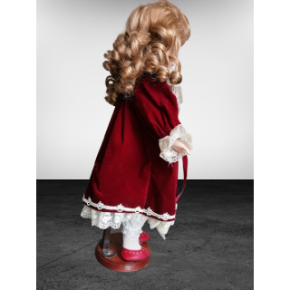 Muñeca de porcelana victoriana - Vestido de Burdeos 40 cm