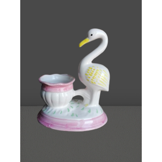 Vaso decorativo vintage em pássaro de porcelana e flor de flores 70