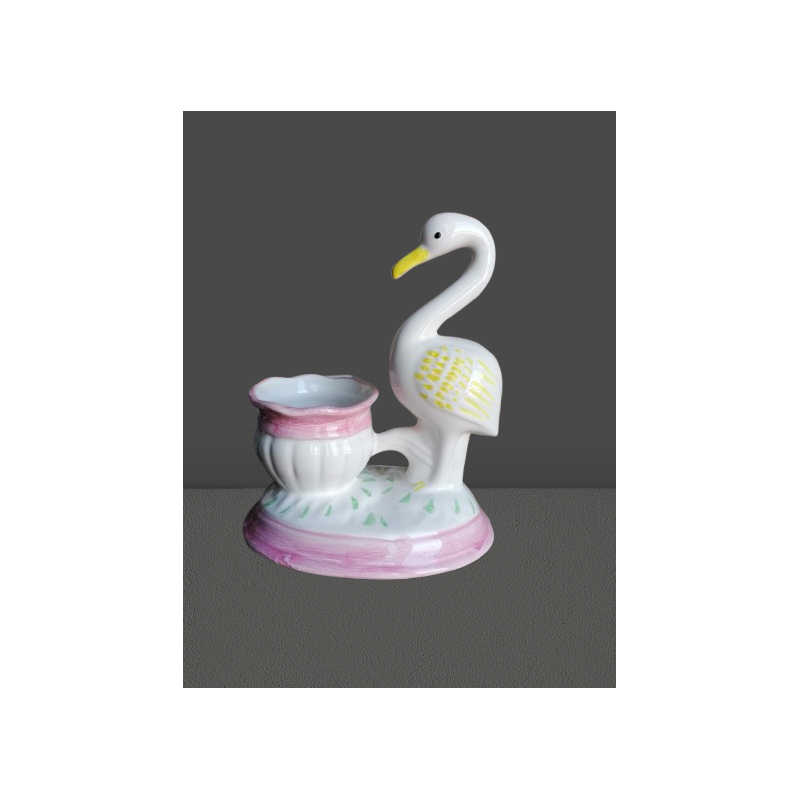 Vaso decorativo vintage em pássaro de porcelana e flor de flores 70