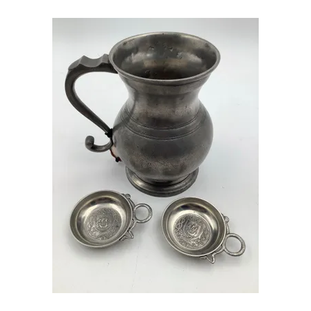 Definir jarro + 2 tastens na lata "The Mans of Manoir" Pewter Paris, Middle xxᵉ