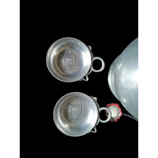 Definir jarro + 2 tastens na lata "The Mans of Manoir" Pewter Paris, Middle xxᵉ