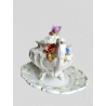 Italienische Terrasse in Slip - Val del Brenta - Floral Dekor in Erleichterung - authentische Vintage-Steingutwaren