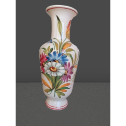 Handgeschilderde bloemenvaas - Vintage Craft Faience 39 cm