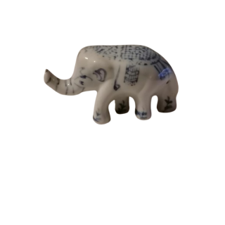 Lote de 5 elefantes en porcelana azul y blanca - elegante deco artesanal